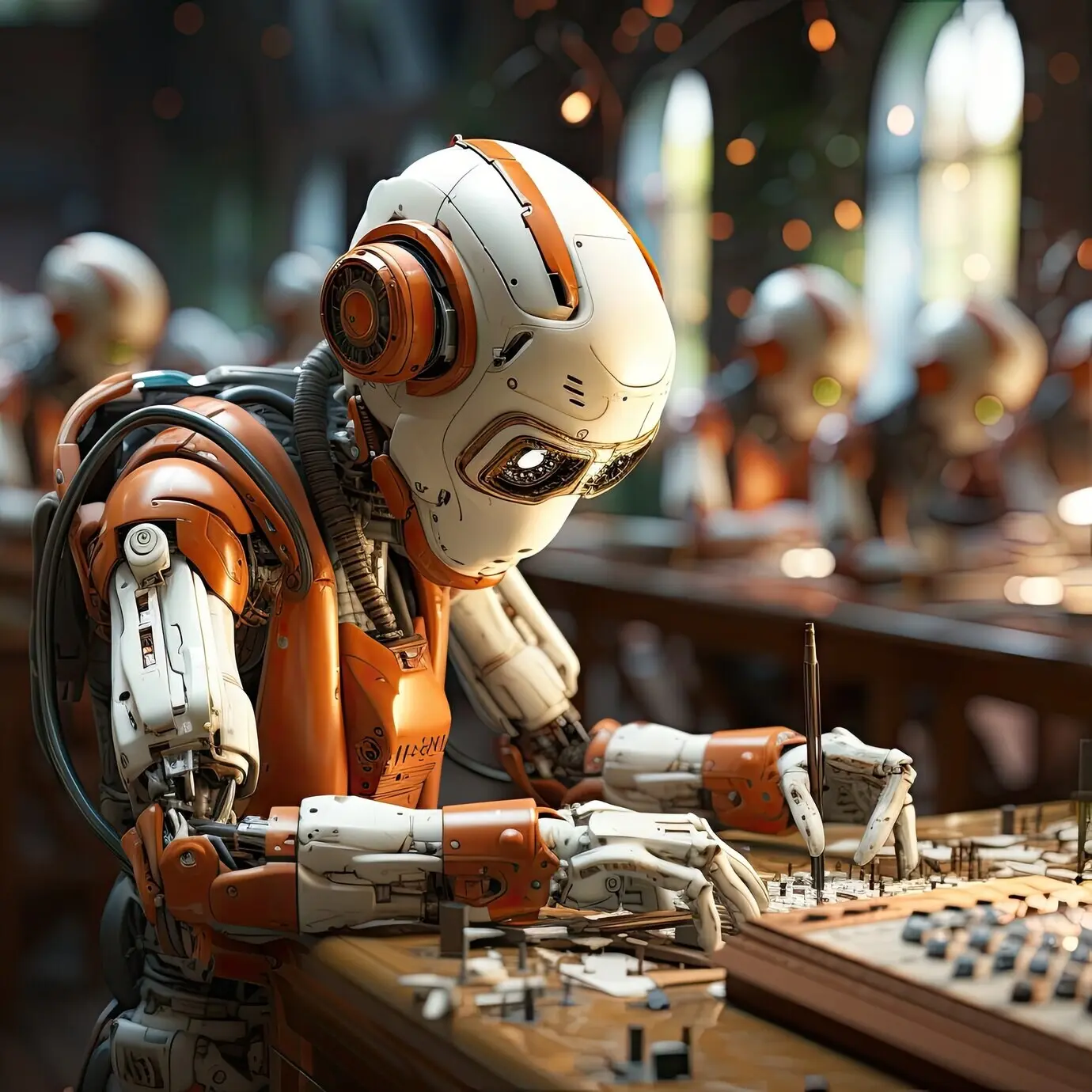 International Day of Education in a futuristic style featuring robots