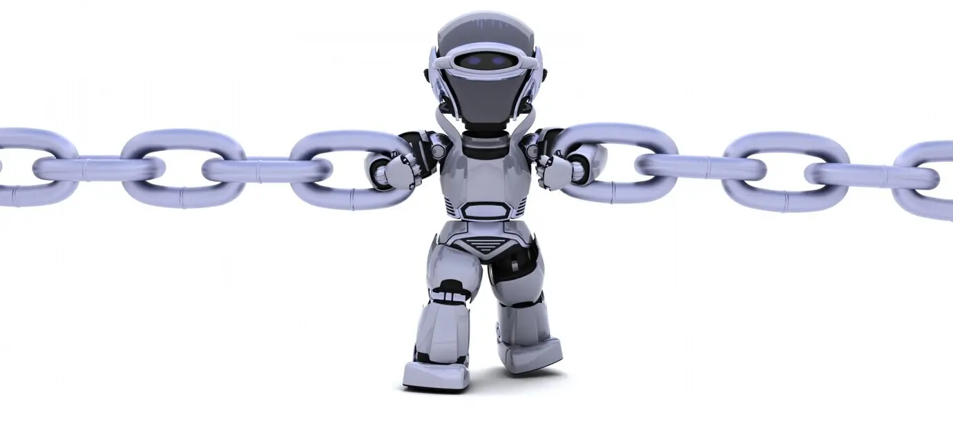 Robot gripping a chain